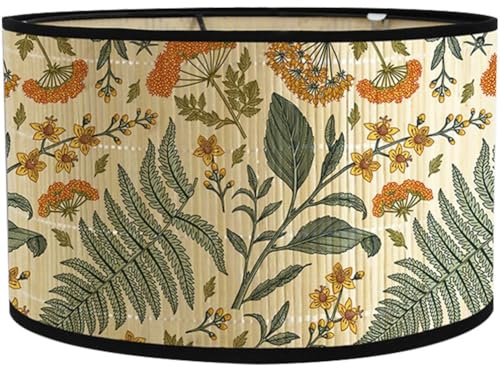 Lpitoy Bambus-lampenschirm, Grünes Retro-pflanzenmuster, Kronleuchter-lampenschirm, Lichtabdeckung, Lampenschirme Für Stehleuchte Und Tischlampe
