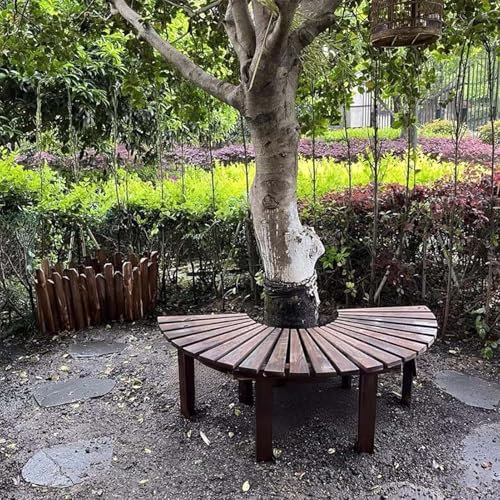 Yopappol Halbrunde Baumbank, umlaufende Sitzgelegenheiten im Freien, Gartenmöbel aus Holz, rückenfreie Bänke, Stuhl, Freizeit-Veranda-Sitzgelegenheiten für den Balkonhof(Half Round)