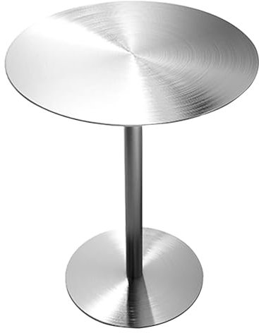 TMKDNNKG Silberner, runder Stehtisch mit Edelstahlplatte und stabilem Fuß, Pub-Bistrotisch für Zuhause, Küche, Bar-Theken-Dekorationstisch (Größe: 50 x 50 x 105 cm)