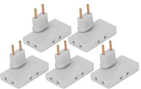 BigKing 5 Stück Kabelloser EU-Steckdosenkonverter, 1 auf 3 EU-Steckdosenadapter, 180 Grad drehbar, 110 − 250 V, (Strom: 10 A, Leistung: 1500 W) (Weiß)