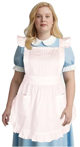 Love Potato Plus Size Ruffle Apron, Vintage Style with Adjustable Cross-Back Straps, 5 Colors, 26 x 30 inches (White)