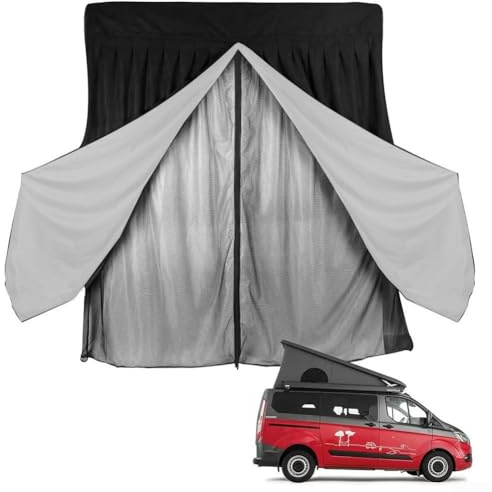 Van Bugs Screen, Sunshade Net Side Sliding Door Trunk With Zipper Closure Outdoor RV Station Wagon For Ford For T5(Double-layer)