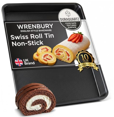 Wrenbury Backblech Antihaftbeschichtet (39 x 28 cm) – Rechteckiges Ofenblech aus Karbonstahl für Kuchen, Pizza & Biskuitrolle – Universal Küchenblech, Spülmaschinenfest