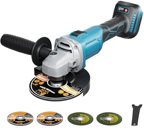 1200W Akku Winkelschleifer für Makita 18V Akku (Ohne Akku) | 125mm Akku Flex mit 3 Geschwindigkeiten, Bürstenloser mit 2 Schleifscheiben 2 Trennscheiben zum Schneiden Schleifen Polieren