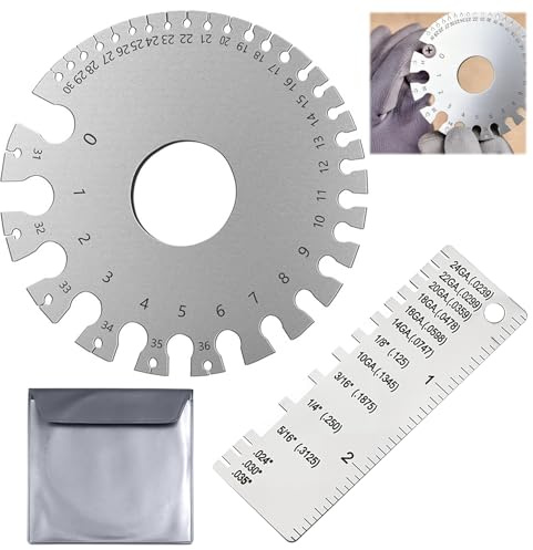 Wire Gauge Measuring Tool and Metal Gauge Thickness Tool Kit, Soldering Tools with Rust Resistant Design for Electricians, Welders, Enthusiasts