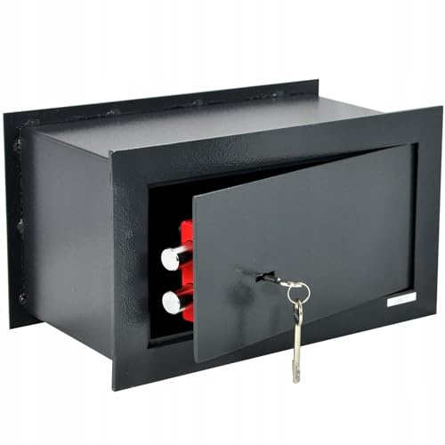 ALSTEN TECH Caja fuerte empotrable 360 x 210 x 195 mm 9 kg modelo para pared grafito con llave doble mappa para documentos joyas efectivo uso en hoteles oficinas viviendas