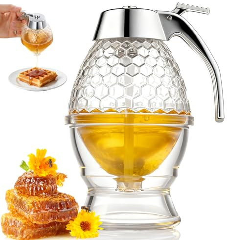 CBHTMY Distributeur de miel, distributeur de confiture, 200 ml, transparent, polyvalent, acrylique, lavable en machine, micro-ondable, petit, cadeau, table