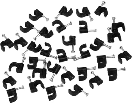 HOMSFOU 400 Pezzi Fermacavi per Parete Chiodi in Acciaio Clip Fissa Cavi da 6Mm Supporto per Cavi in Plastica Resistente Domestici e Ufficio Fissaggio Sicuro su Muro e Legno