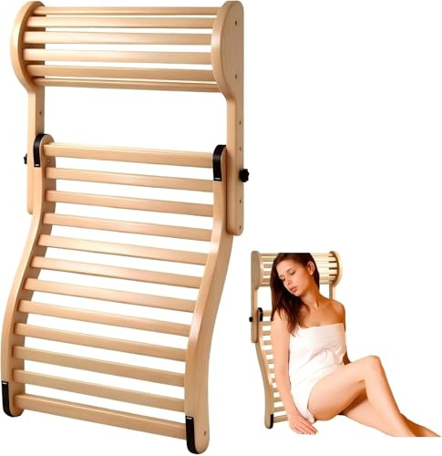 Hanured® Dossier de sauna avec appuie-têtes de sauna réglable, accessoires de sauna en bambou, pour un confort optimal en position allongée ou assise