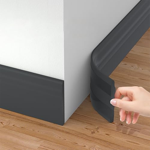 Battiscopa di finitura bianco latte, alto 12 cm, spesso 1,1 cm, lungo 5 m. Battiscopa flessibile e autoadesivo in NBR. Facile da tagliare.per cucina, soggiorno, bagno, pareti e pavimenti