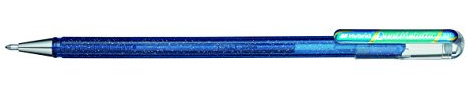 Pentel K110-DCX Dual Metallic Hybrid Dual Metallic Gelroller, Glitzer Gel, 12er Pack, blau/grün 2 verschiedene Farb-Effekte auf hellem/dunklem Papier blau+metallic grün