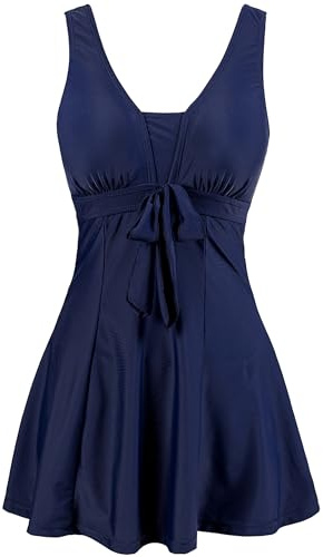 Wantdo dam 1-delad baddräkt slimmad kjol smal v-ringad magöverdrag Tankini-klänning blommig push up plus storlek