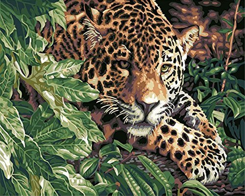 ABEUTY måla efter siffror gepard djurskog, gör-det-själv-oljemålning på duk målning 40 x 50 cm väggkonst (gepard, utan ram)