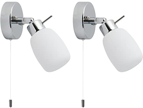Set of 2 Brom - Chrome IP44 Pull Cord Bathroom Wall Lights