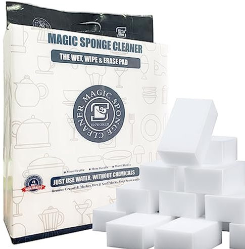 Foamworld 50pcs Magic Sponge Eraser, Melamine Sponge Foam Pad, Extra Thick and Enlarge Kitchen dish Sponges, Multifunctional Sponges for Furniture, Bathroom, Baseboard, Sink, Shoes 10x7x3cm/4x2.8x1.2