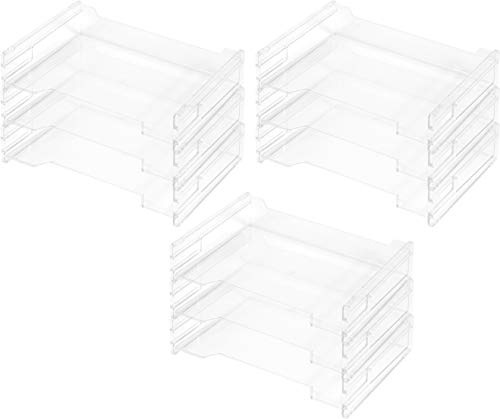 Herlitz 1610393 Ablagekorb A4 quer, transparent und stapelbar (9 Stück, Ablagekorb A4 quer)