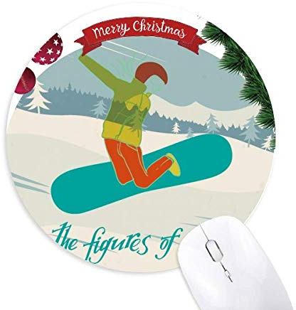 Wintersport Ski Board Illustration Rund Gummi Maus Pad Weihnachtsbaum Mat