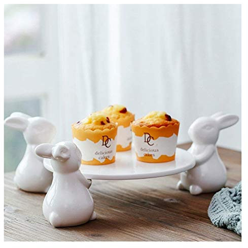 Gzjdtkj Dinner plate Bunny Rabbit Ceramic plate,Dishes for Dessert Food Server Tray,cute Cake Stand, Tableware Crafts gift for Kitchenware lovers (Color : Three rabbits)