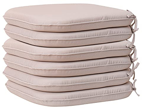 RACE LEAF Garden Chair Cushions,Chair Pads,Seat Pads for Dining Chairs,Cover Indoor Outdoor Seat Pad Cushions,for Your Living Room, Patio,Car,And More (Round Pack of 6, Beige)