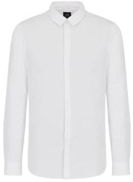 Armani Exchange Bottone Elasticizzato da Uomo Slim Fit Slim Fit Stretch Button Down Down, Bianco, M