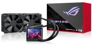 ASUS ROG RYUJIN II 240 All-in-One CPU-Wasserkühlung (3,5-Zoll-LCD, integrierter Pumpenlüfter zur Kühlung von VRM und M.2, 2x Noctua iPPC 2000 PWM 120mm Radiatorlüfter), Schwarz