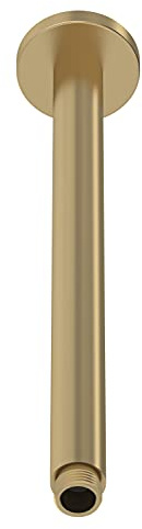 nuie ARM816 Fixed Heads Modern Bathroom Round Ceiling Mounted Shower Arm, 300mm, Brushed Brass