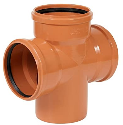 KNM Trade KG-Doppelabzweig DN160 Abwasser PP Orange 90° | Polypropylen, korrosions- und chemikalienbeständig, Hausentwässerung