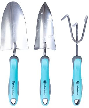 Holtaz Garten Gartengeräte 3er Set - Garten-Werkzeug Set mit Handschippe Blumenrechen Pflanzkelle mit bequemen rutschfesten Griff für Blumenbeet Hochbeet Balkon und Garten
