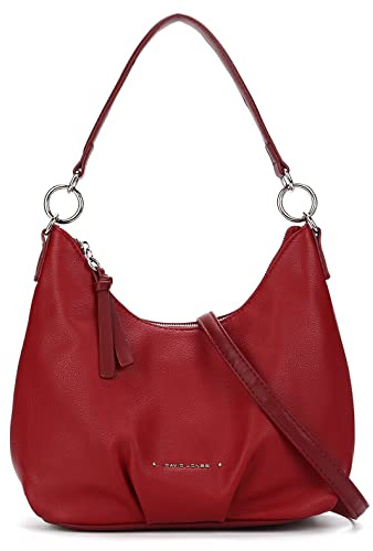David Jones - Damen Hobo Schultertasche - Mittelgroße Handtasche PU Weiche Leder - Kleine Shopper Tasche - Umhängetasche Beuteltasche Einem Henkel - Alltag Einfach Klassisch Elegant Vintage - Rot