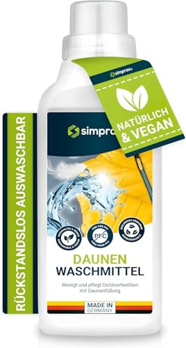 SIMPRAX® Detergente Líquido Especial para Plumas Plumíferos - Certificado GOTS & Biodegradable - Cuidado Profesional para Chaquetas Sacos de Dormir Edredones - Detergente Ecologico Lavadora 2,5 L