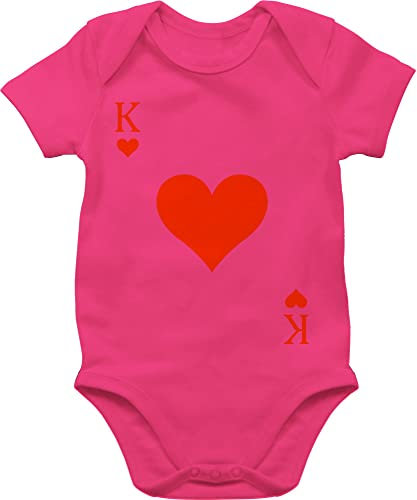 Shirtracer Baby Body Junge Mädchen - & Fasching - Herz König Spielkarte I King Queen Kartenspiel Karneval Herzkönig Spielkarte Herzkönig Karte I Poker King of Hearts - 6/12 Monate - Fuchsia