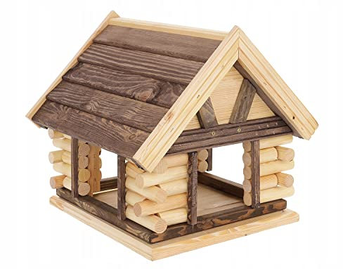 Mazur Vogelfutterhaus groß XXL 32x35x37cm I Vogelfutterspender aus Holz stehend I Futterstation für Vögel I Vogelfutterhaus zum bemalen für Kinder