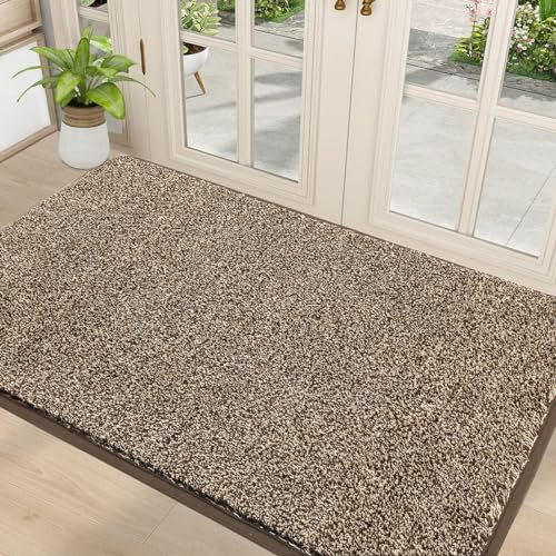 Pauwer Grand Tapis Entree Interieur 90 x 150 cm, Anti-salissures Paillasson Interieur Entree Absorbant Tapis Exterieur Entree Antidérapant Lavable en Machine Paillassons Exterieur pour Entrée, Chambre