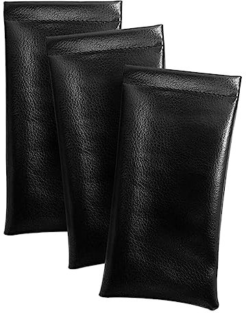 Heshebuy 3 Stück PU Leder Weiches Brillenetui Onnenbrillen Etui Brillentasche für Damen und Männer (Schwarz)