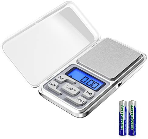 Fousenuk Bascula de Cocina, Balanza Cocina Digital de Alta Precisión 500g/0.01g Báscula de Cocina con Función Tara y Pantalla LCD, Peso de Cocina Digital de Acero Inoxidable para Cocinar, Hornear
