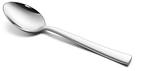 Herogo Lot de 12 cuillères à café en acier inoxydable de 14 cm pour café, thé, dessert, gâteau, poignée carrée, bord lisse et robuste, antirouille et passe au lave-vaisselle (métal argenté)