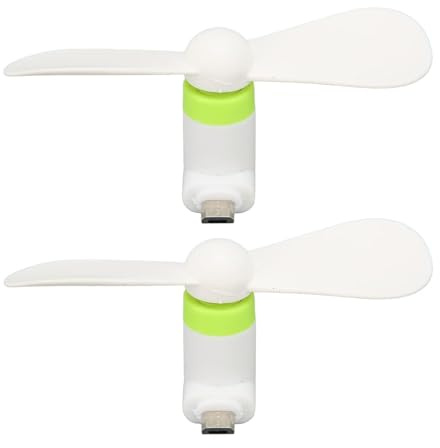 Cyrank 2 Stück Mini-Handy-Lüfter, Smartphone-Lüfter, 2-in-1-Handy-Lüfter, Handy-Zubehör Mit Micro-USB-Typ-C-Schnittstellen Kleine persönliche Reisetaschenventilatoren Für Handys