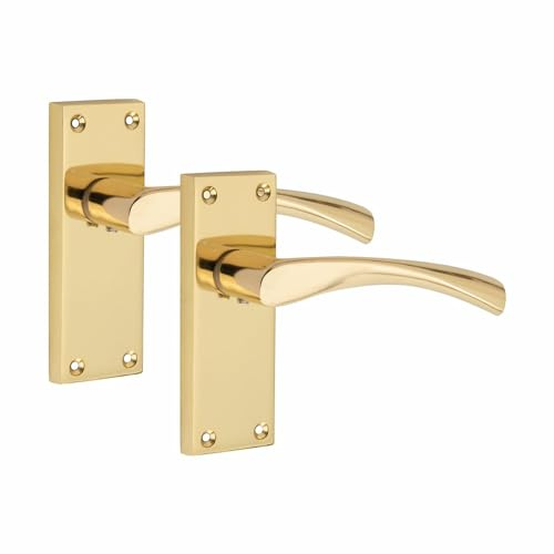 Golden Grace Astrid Door Handles Latch, Polished Brass, 1 Pair 120x40mm