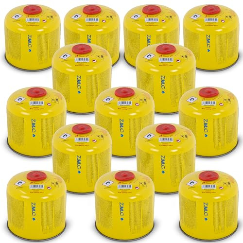 ZMC 14X Gaskartuschen 300g, Schraubkartusche 600ml mit Propan/Butan Gas, EN417 Eurogewinde 7/16, Ventilkartusche Gaskartusche passend für Gaskocher, Gasbrenner, Unkrautbrenner, Camping & Weber Grill