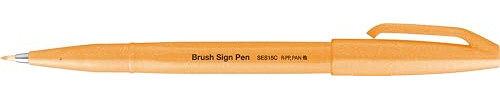 Pentel SES15 Brush Sign Pen pennarello punta fibra flessibile arancio fluo 10 pz