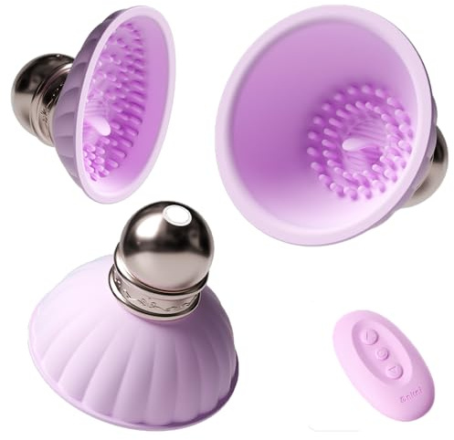 Jpscor 2 in 1 Elektrische Bruststimulatoren Nippel Sucker Vibrator Mit 9 Vibrationsmodi & Fernbedienung Klitoris Sauger Massager Zunge Lecken Brust Pumpe Sexspielzeuge für Frauen Paar