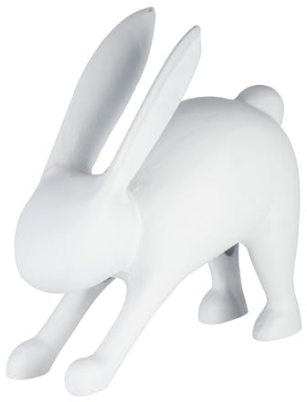 EGLO LIVING Osterdeko Yoga Hase Marovato, Deko Figur Ostern Frühling | Frühlingsdeko Osterhase minimalistisch, Tischdeko Osterfigur aus Aluminium in Weiß, 15 x 14,5 cm