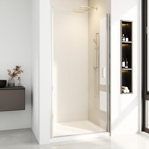 Nischentür Duschabtrennung 75 x 195 cm Pendeltür Nische Duschwand Dusche aus 6mm ESG Sicherheitsglas,Sicher und Zuverlässig