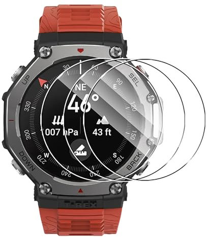 CAUHENYEE Protector de Pantalla para Amazfit T-Rex 3 Cristal Templado, 3 Piezas Protector de Pantalla HD Clear Protector de Pantalla para Amazfit T-Rex 3 Outdoor Smartwatch, Antiarañazos