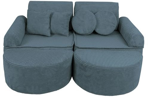 MEOWBABY Sofa für Kinderzimmer - Spielsofa für Kinder, Kindersofa, Cord, Türkis
