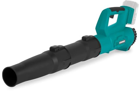 VONROC VONROC Souffleur de Feuilles Axial sans Fil 20V | Léger, Compact et Puissant | Vitesse 129 km/h – Débit 7 m³/Min | 2 Tubes Inclus | Plateforme Batterie VPower | Idéal Jardin, Terrasse, Atelier