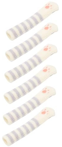 Angoily 6 Stück Gestrickte Türgriffabdeckungen Mit Katzenpfotenmotiv Rutschfest Doppellagig Kollisionssicher Grau Gestreift Schutz Für Kinder Und Senioren