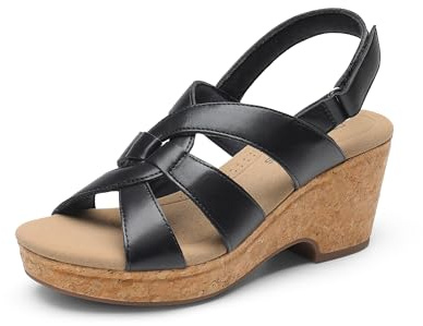 DREAM PAIRS Women's Wedge Sandals Comfortable Open Toe Platform Casual Dressy Cork Summer Dress Shoes,Size 8,Black,DWUMWS2511