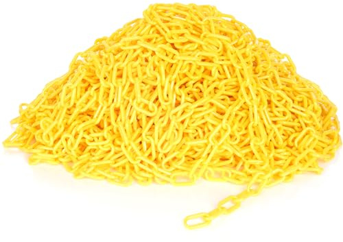 Keasue Plastic Chain Links, 200Ft Yellow Plastic Chain, Crowd Control Safety Chain, Plastic Barrier Chain for Isolation Gardens, Exhibition Areas Etc