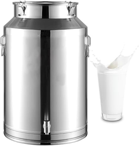 Adima bouteille de stockage de liquide 304 Pot À Lait Hermétique en INOX avec Couvercle Et Robinet pichet à lait robuste réservoir à thé 15L/20L/28L,20L